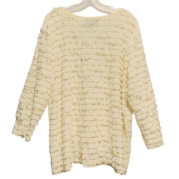 SLINKY BRAND Top Size 2X Stretchy Rows of Ruffles Sequins Women's - Picture 7 of 7